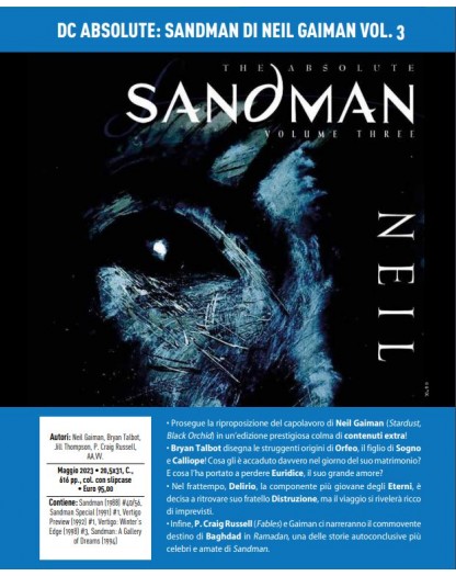 Sandman di Neil Gaiman Vol. 3 – DC Absolute – Panini Comics – Italiano